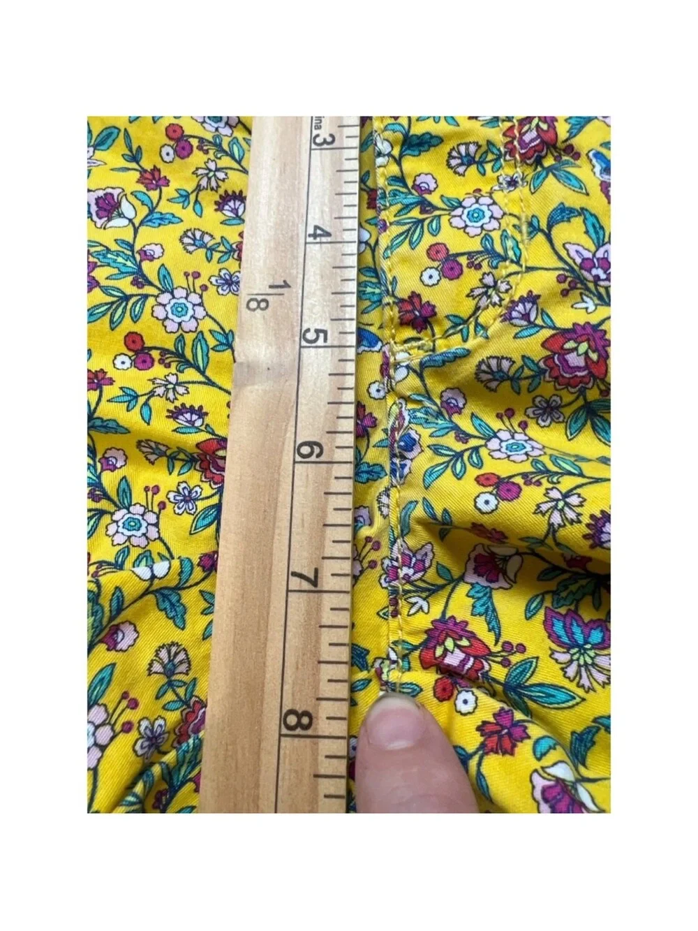 Gap Kids Girls Size 12 Yellow Floral Chino Shorts Stretch Adjustable Waist